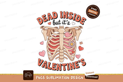 Skeleton Ribcage Hearts Flower Valentine image Sublimation Designangry 