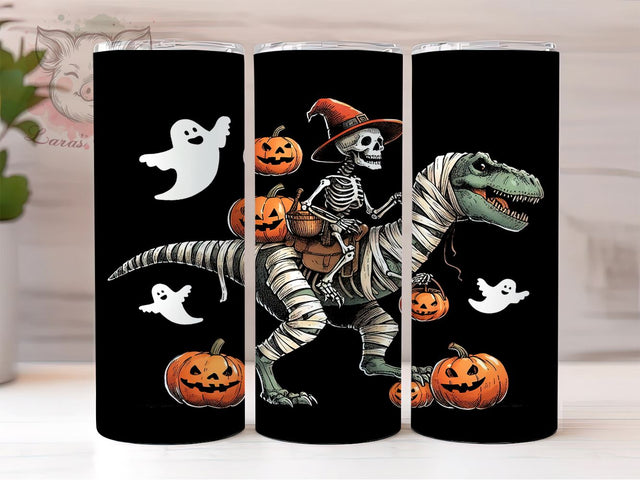 Skeleton Riding Dinosaur 20oz Tumbler Png, Straight & Tapered Tumbler Png, Funny Skeleton Tumbler Png, Digital Download PNG Sublimation Lara' s Designs 