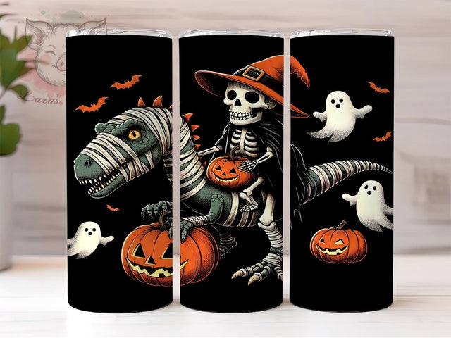 Skeleton Riding Dinosaur 20oz Tumbler Png, Straight & Tapered Tumbler Png, Funny Skeleton Tumbler Png, Digital Download PNG Sublimation Lara' s Designs 