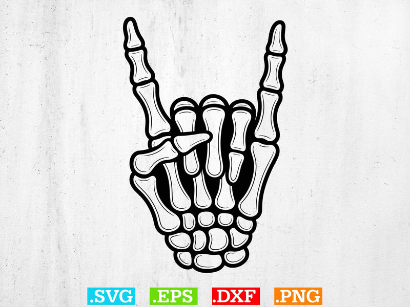Skeleton Rocker Sign Svg Skeleton Rock Svg, Skeleton Hands svg - So Fontsy
