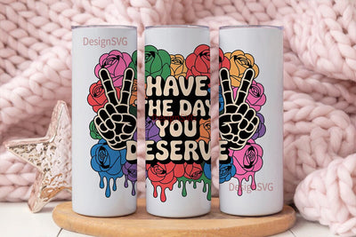Skeleton & Roses Tumbler Wrap Sublimation DesignSVG 