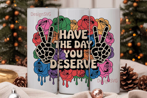 Skeleton & Roses Tumbler Wrap Sublimation DesignSVG 