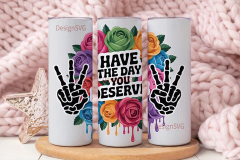 Skeleton & Roses Tumbler Wrap Sublimation DesignSVG 