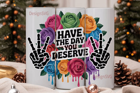 Skeleton & Roses Tumbler Wrap Sublimation DesignSVG 