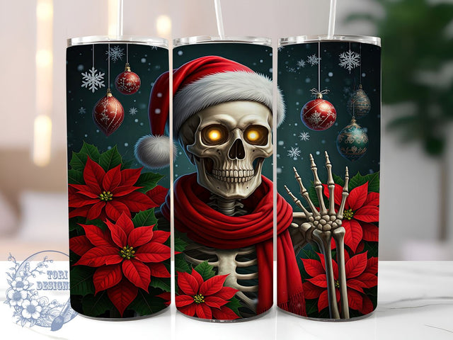 Skeleton Santa 20oz Tumbler Wrap, Christmas Tumbler, Tumbler Wrap, 20oz Sublimation, Holiday Decor, Unique Gift, Funny Christmas Drinkware Sublimation ToriDesigns 