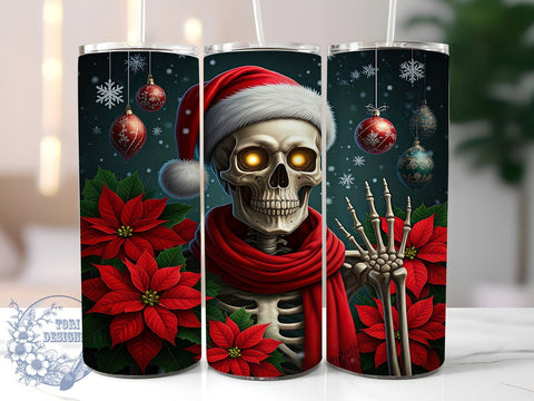 Skeleton Santa 20oz Tumbler Wrap, Christmas Tumbler, Tumbler Wrap, 20oz Sublimation, Holiday Decor, Unique Gift, Funny Christmas Drinkware Sublimation ToriDesigns 