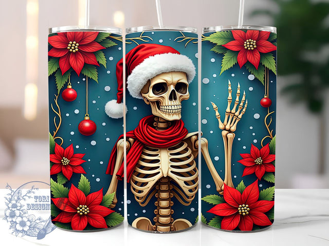Skeleton Santa 20oz Tumbler Wrap, Christmas Tumbler, Tumbler Wrap, 20oz Sublimation, Holiday Decor, Unique Gift, Funny Christmas Drinkware Sublimation ToriDesigns 