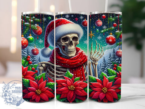 Skeleton Santa 20oz Tumbler Wrap, Christmas Tumbler, Tumbler Wrap, 20oz Sublimation, Holiday Decor, Unique Gift, Funny Christmas Drinkware Sublimation ToriDesigns 