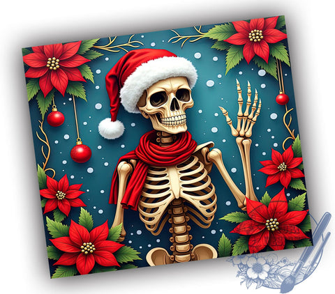 Skeleton Santa 20oz Tumbler Wrap, Christmas Tumbler, Tumbler Wrap, 20oz Sublimation, Holiday Decor, Unique Gift, Funny Christmas Drinkware Sublimation ToriDesigns 