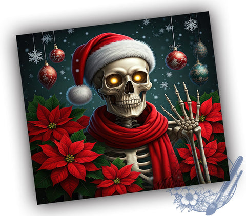 Skeleton Santa 20oz Tumbler Wrap, Christmas Tumbler, Tumbler Wrap, 20oz Sublimation, Holiday Decor, Unique Gift, Funny Christmas Drinkware Sublimation ToriDesigns 