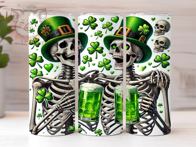 Skeleton Shamrock 20oz Tumbler Wrap, St Patrick's Day, Skeletons, Shamrock Tumbler, 20oz Wrap, Sublimation Design, Halloween St Patrick's, Irish Decor Sublimation Lara' s Designs 