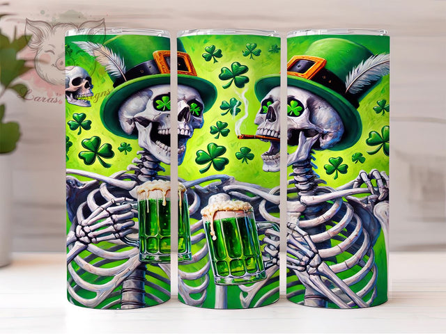 Skeleton Shamrock 20oz Tumbler Wrap, St Patrick's Day, Skeletons, Shamrock Tumbler, 20oz Wrap, Sublimation Design, Halloween St Patrick's, Irish Decor Sublimation Lara' s Designs 
