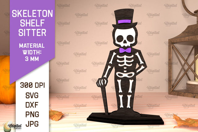Skeleton Shelf Sitters Laser Cut. Spooky Halloween SVG SVG Evgenyia Guschina 