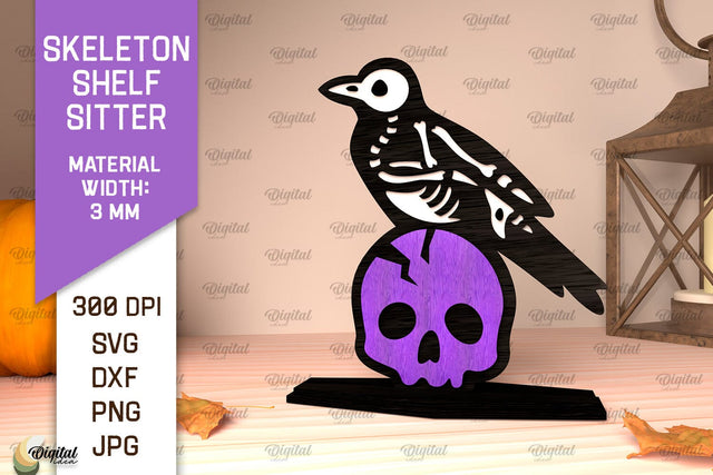 Skeleton Shelf Sitters Laser Cut. Spooky Halloween SVG SVG Evgenyia Guschina 