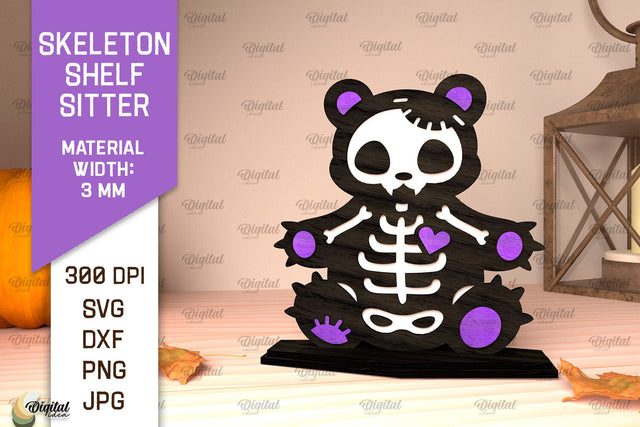 Skeleton Shelf Sitters Laser Cut. Spooky Halloween SVG SVG Evgenyia Guschina 