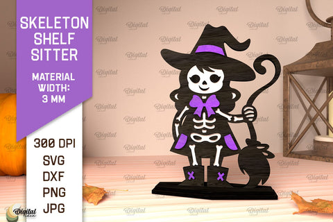Skeleton Shelf Sitters LaserCut Bundle. Spooky Halloween SVG SVG Evgenyia Guschina 