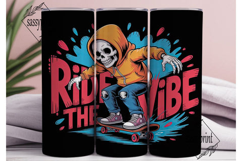 Skeleton Skater Vibe 20oz Tumbler Wrap Sublimation sassyprint 
