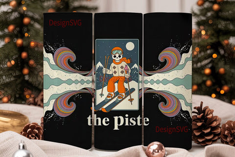 Skeleton Skier 20oz Tumbler Wrap Sublimation DesignSVG 