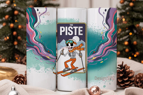 Skeleton Skier 20oz Tumbler Wrap Sublimation DesignSVG 