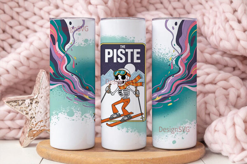 Skeleton Skier 20oz Tumbler Wrap Sublimation DesignSVG 