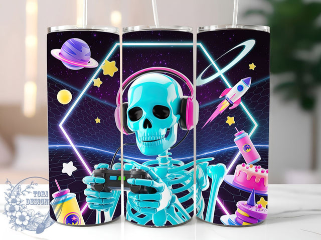 Skeleton Skull Gamer Halloween Tumbler, Gaming Skull Cup, 20Oz Tumbler Wrap, Video Game Drinkware, Sublimation Tumbler Design, Spooky Gamer Mug, Skull Gaming Coffee Cup Sublimation ToriDesigns 