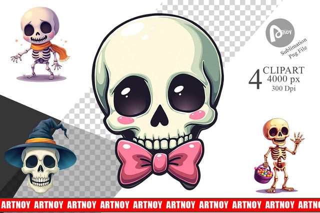 Skeleton Skulls Clipart Sublimation artnoy 