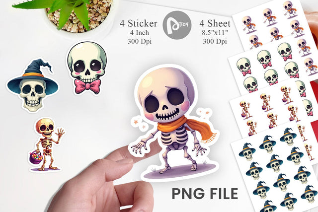 Skeleton Skulls Sticker Sublimation artnoy 