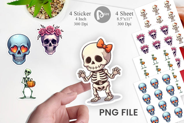 Skeleton Skulls Sticker Sublimation artnoy 