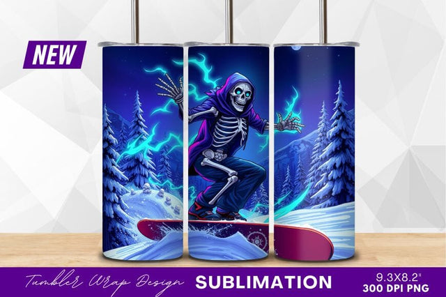 Skeleton Snowboarding Under A Full Moon Night Sublimation Regulrcrative 