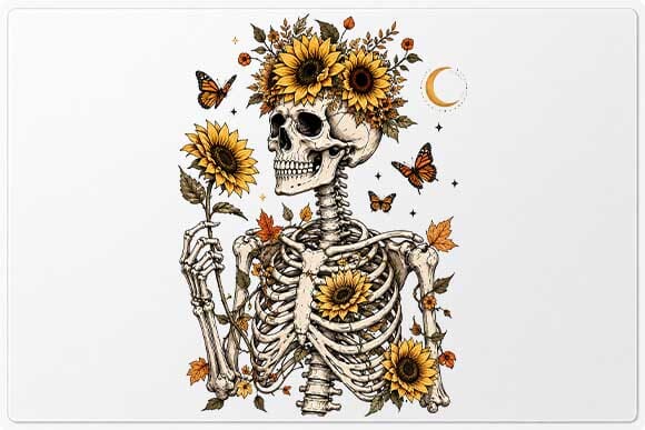 Skeleton Sunflower PNG | Boho Floral Sublimation Design SVG BillahCrafts 