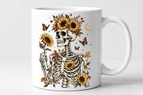 Skeleton Sunflower PNG | Boho Floral Sublimation Design SVG BillahCrafts 