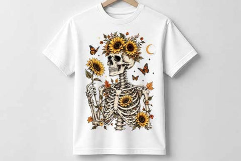 Skeleton Sunflower PNG | Boho Floral Sublimation Design SVG BillahCrafts 