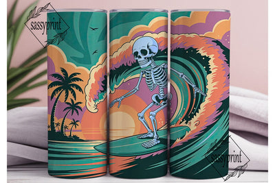 Skeleton Surfer 20oz Tumbler Wrap Sublimation sassyprint 
