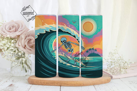 Skeleton Surfer 20oz Tumbler Wrap Sublimation sassyprint 