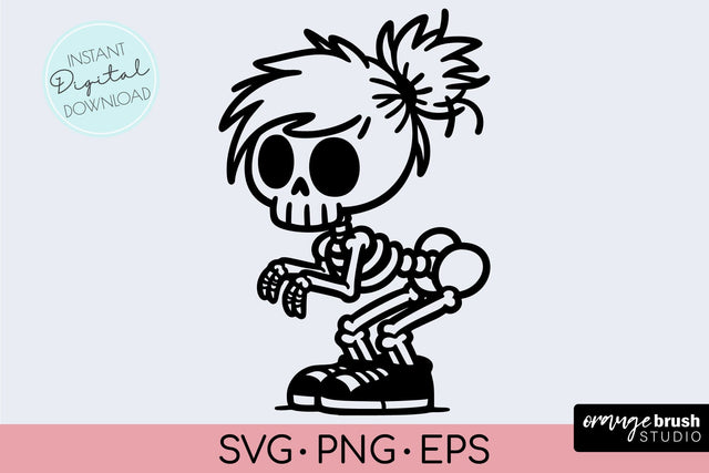 Skeleton SVG, Halloween Messy Bun Mom Skull SVG for Cricut SVG OrangeBrushStudio 