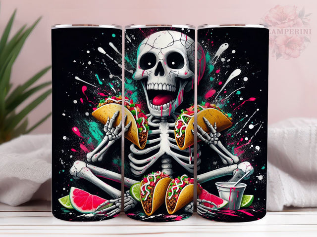 Skeleton Taco 20oz Tumbler Wrap PNG, Straight & Tapered Tumbler Wrap, Taco lover Tumbler Wrap, Instant Digital Download Sublimation Li Zamperini 
