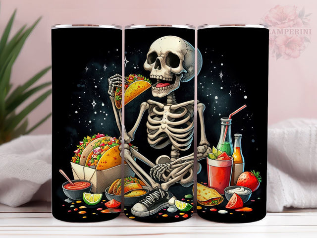 Skeleton Taco 20oz Tumbler Wrap PNG, Straight & Tapered Tumbler Wrap, Taco lover Tumbler Wrap, Instant Digital Download Sublimation Li Zamperini 