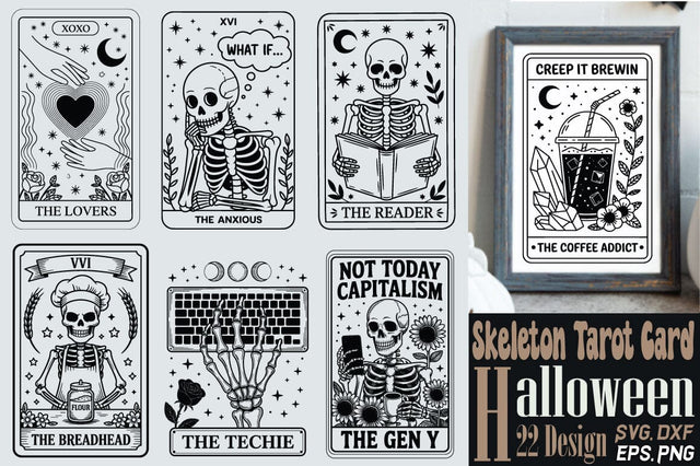 Skeleton Tarot Card Halloween SVG Bundle SVG Angelina750 
