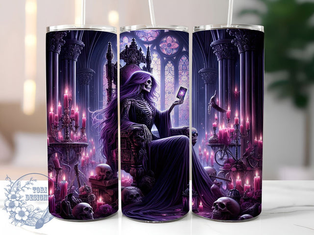 Skeleton Tarot Queen Tumbler Wrap, Tarot Queen, Occult Aesthetic, 20oz Tumbler Wrap, Sublimation Design, Skinny Tumbler Png, Instant Download Sublimation ToriDesigns 