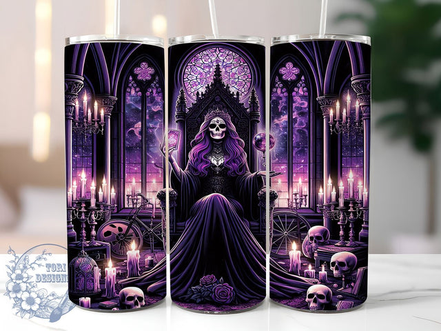 Skeleton Tarot Queen Tumbler Wrap, Tarot Queen, Occult Aesthetic, 20oz Tumbler Wrap, Sublimation Design, Skinny Tumbler Png, Instant Download Sublimation ToriDesigns 