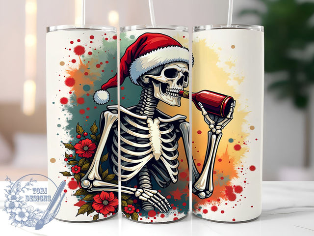 Skeleton Tumbler, Christmas Design, Holiday Sublimation, Spooky Christmas, Unique Drinkware, Skull Decor, Festive Gifts, Halloween Vibes Sublimation ToriDesigns 