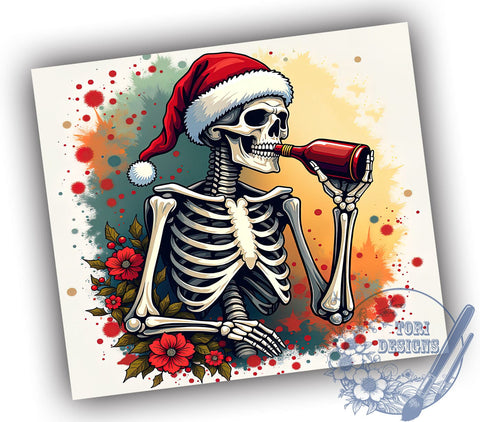 Skeleton Tumbler, Christmas Design, Holiday Sublimation, Spooky Christmas, Unique Drinkware, Skull Decor, Festive Gifts, Halloween Vibes Sublimation ToriDesigns 