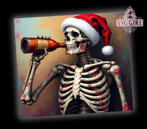 Skeleton Tumbler, Halloween Christmas, PNG Wrap, Sublimation Design, Spooky Holiday, Unique Christmas, Fun Drinkware, Festive Decor Sublimation SvggirlplusArt 