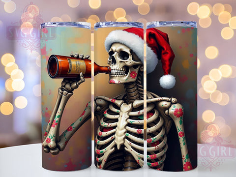 Skeleton Tumbler, Halloween Christmas, PNG Wrap, Sublimation Design, Spooky Holiday, Unique Christmas, Fun Drinkware, Festive Decor Sublimation SvggirlplusArt 