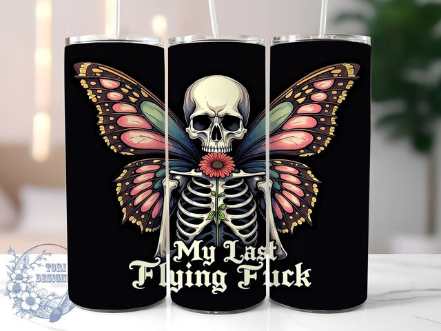 Skeleton Tumbler Wrap, Last Flying Fuck Tumbler, 20oz Sublimation, Funny Skeleton Design, Edgy Drinkware, Unique Gift Idea, Holiday Skeleton Tumbler Sublimation ToriDesigns 