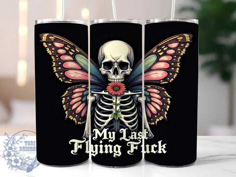 Skeleton Tumbler Wrap, Last Flying Fuck Tumbler, 20oz Sublimation, Funny Skeleton Design, Edgy Drinkware, Unique Gift Idea, Holiday Skeleton Tumbler Sublimation ToriDesigns 