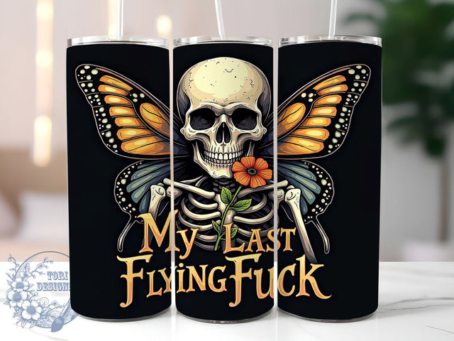 Skeleton Tumbler Wrap, Last Flying Fuck Tumbler, 20oz Sublimation, Funny Skeleton Design, Edgy Drinkware, Unique Gift Idea, Holiday Skeleton Tumbler Sublimation ToriDesigns 