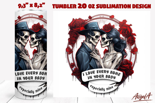 Skeleton tumbler wrap, skeleton couple, horror tumbler PNG Sublimation Angelina Semenova 