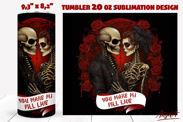Skeleton tumbler wrap sublimation / skeleton couple in love Sublimation Angelina Semenova 