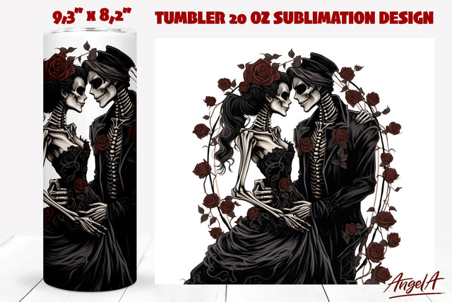 Skeleton tumbler wrap sublimation / skeleton couple in love Sublimation Angelina Semenova 
